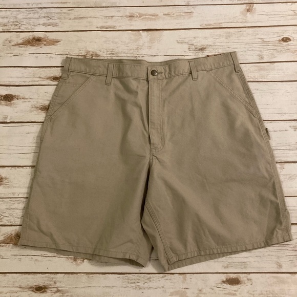 Carhartt Men’s Original Fit Canvas Cell Phone Work Shorts Tan Size 40 - Picture 1 of 9